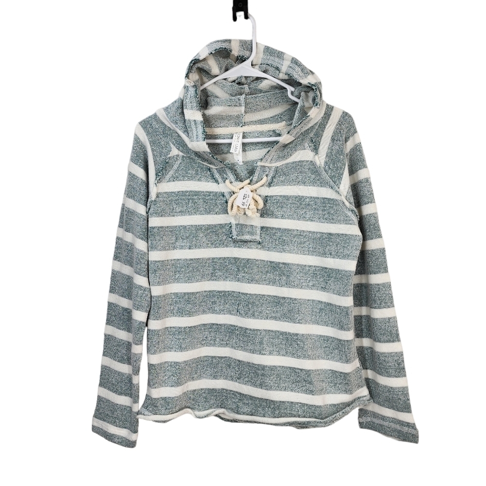 Coconut Creek Women's Striped Lace-Up Notch Hoodie - M